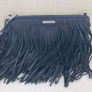 Rebecca Minkoff Finn Leather Fringe Blk w/COA